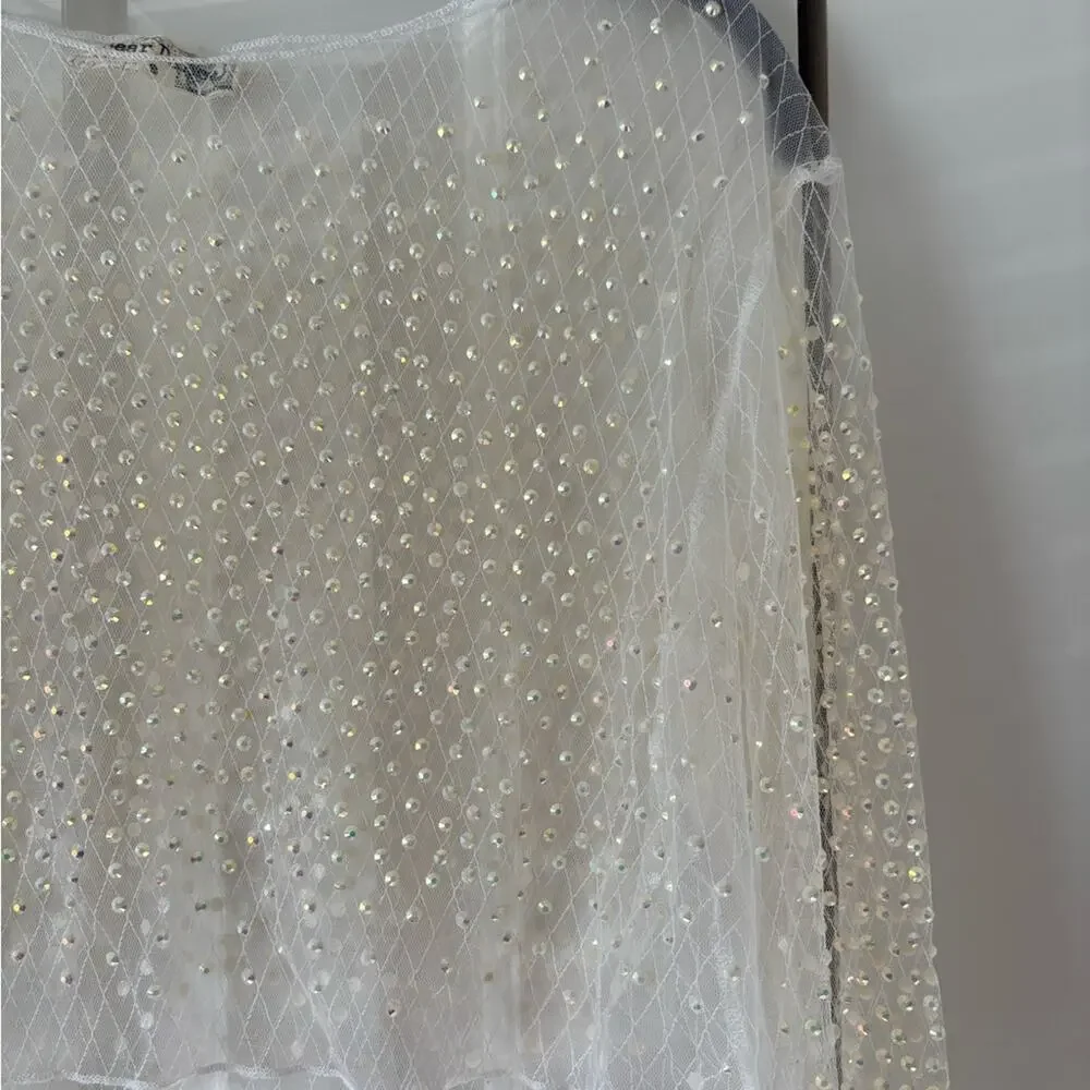 Bear Dance Ivory Sheer Pearl-Embellished Long Sleeve Top - Picture 5 of 6